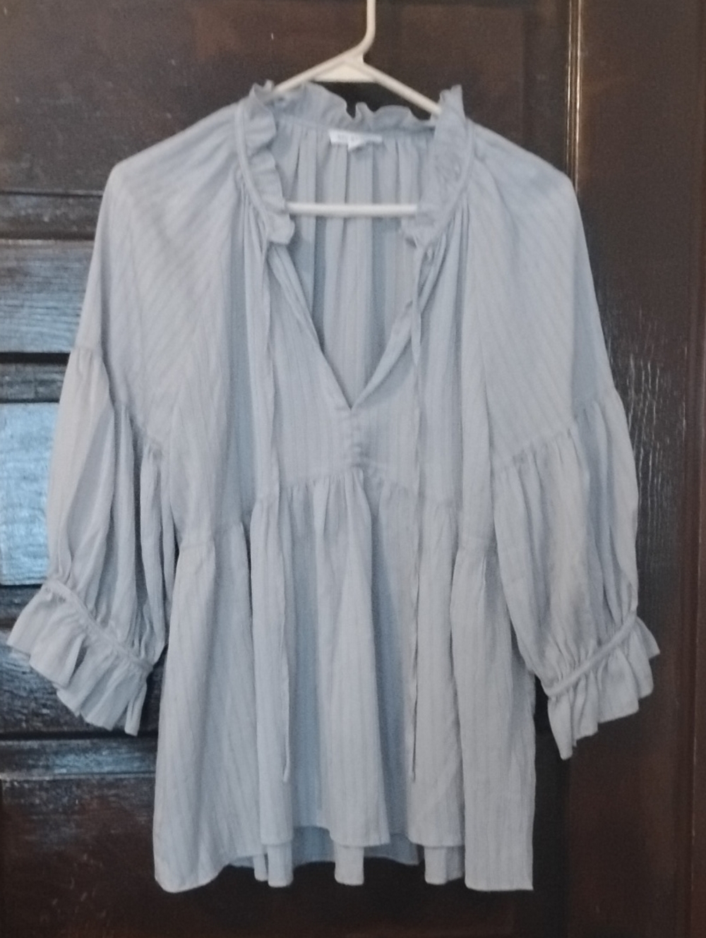 Blu Pepper Light Blue Ruffle Peasant Tunic